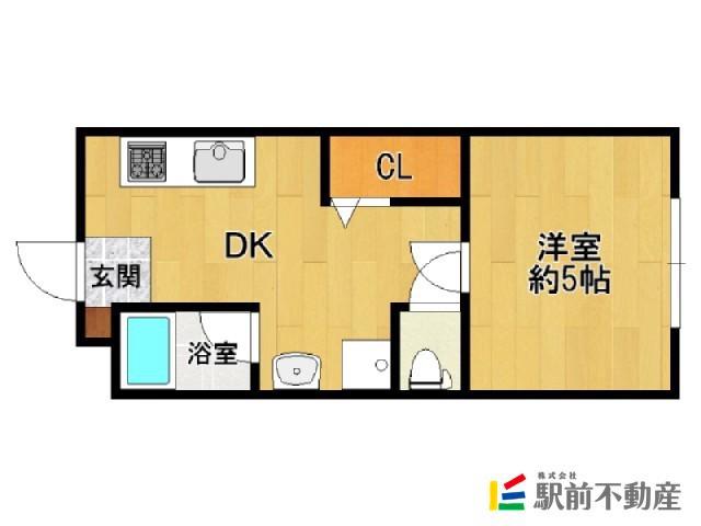 スリム太宰府(1DK/1階)の間取り写真