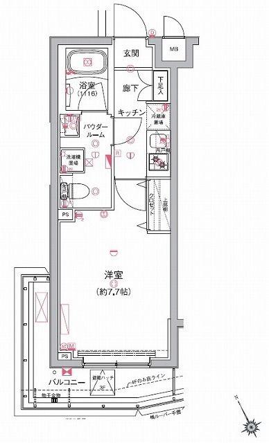 RELUXIA板橋区役所前(1K/2階)の間取り写真