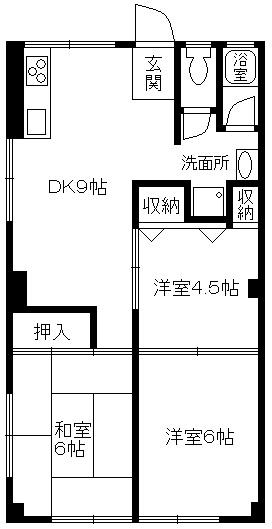 コーポカミカワ(3DK/3階)の間取り写真