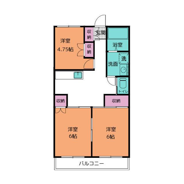 ハーフムーン(3DK/1階)の間取り写真
