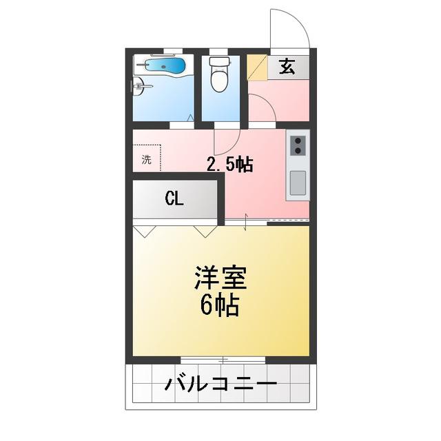 ベテル狛江(1K/1階)の間取り写真