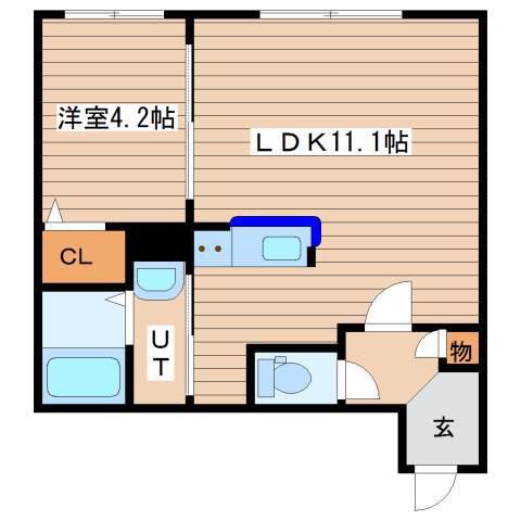 プルミエール二十四軒ウエスト(1LDK/2階)の間取り写真