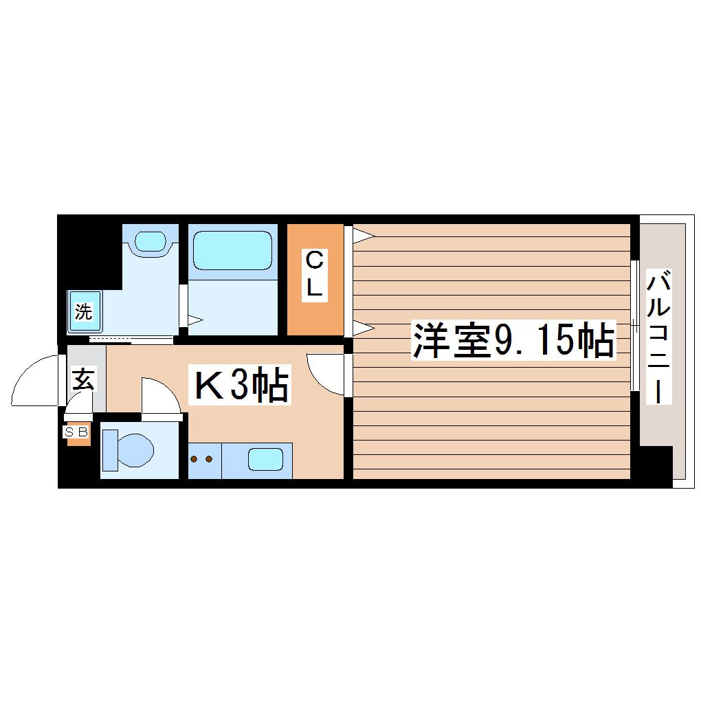 アネーロ泉中央(1K/3階)の間取り写真