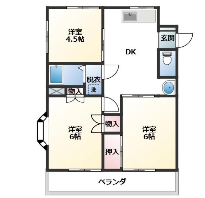 パレブラン(3DK/2階)の間取り写真