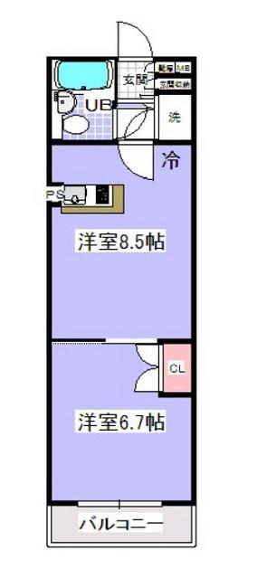 ローズマンション(1LDK/3階)の間取り写真