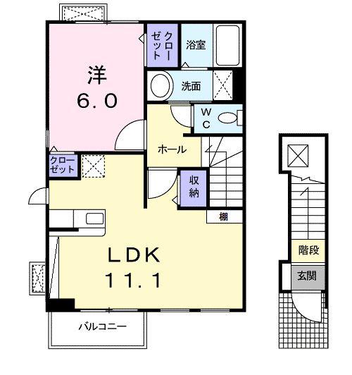 プラウド幕張本郷IV(1LDK/2階)の間取り写真
