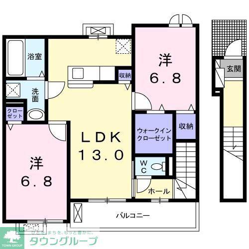 アリビオ S テラス(2LDK/2階)の間取り写真