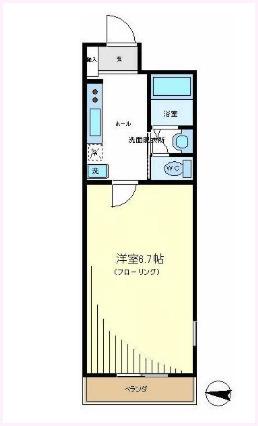 サンセレーノ(1K/2階)の間取り写真