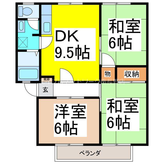 サンビレッジ三本柳 B棟(3DK/2階)の間取り写真