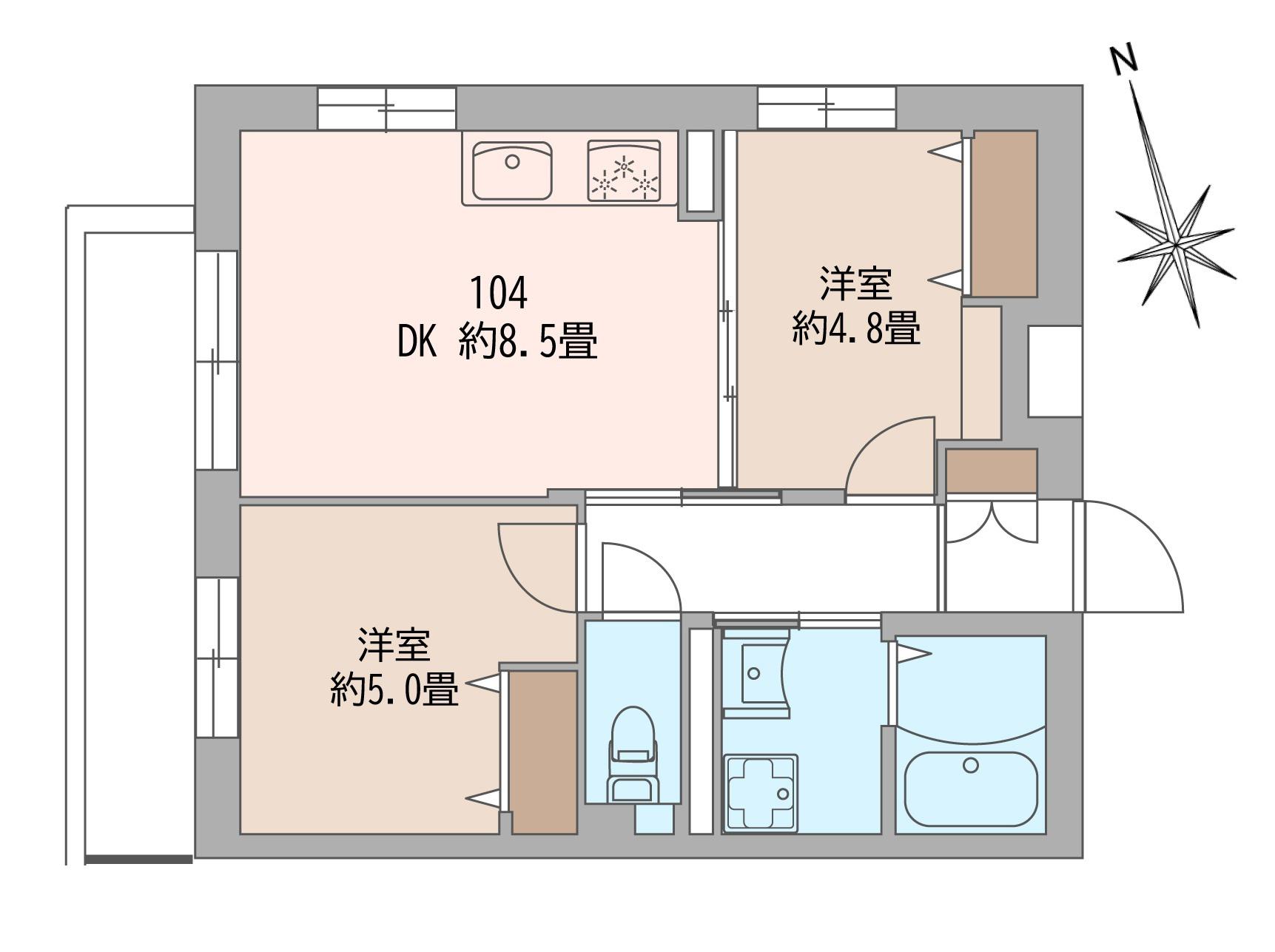 長手門テラス(2DK/1階)の間取り写真