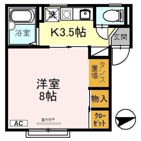 HONEY・BEE(1K/1階)の間取り写真
