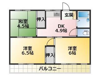コーポオカダ(3DK/1階)の間取り写真