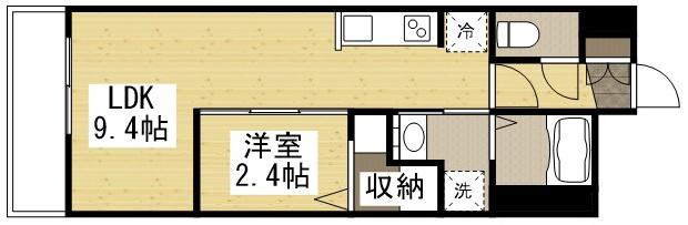 月光 岡山旭東町(1LDK/2階)の間取り写真