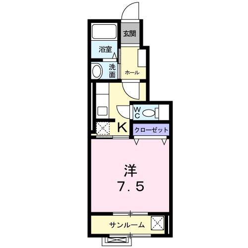 グラン・ジュール(1K/1階)の間取り写真