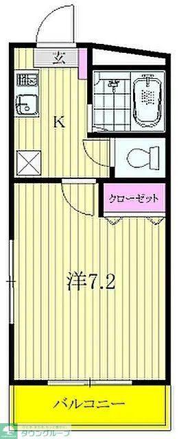 シャトル聖 つつじヶ丘(1K/2階)の間取り写真