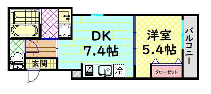 フジパレス堺梅北II番館(1DK/3階)の間取り写真