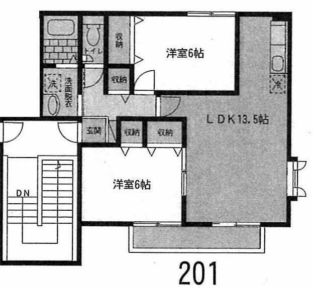 VILLA KNIGHT A(2LDK/2階)の間取り写真