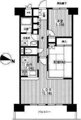 プリムベール南浦和(2LDK/4階)の間取り写真