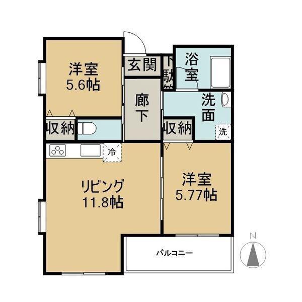 西焼津メゾン小石川(2LDK/2階)の間取り写真