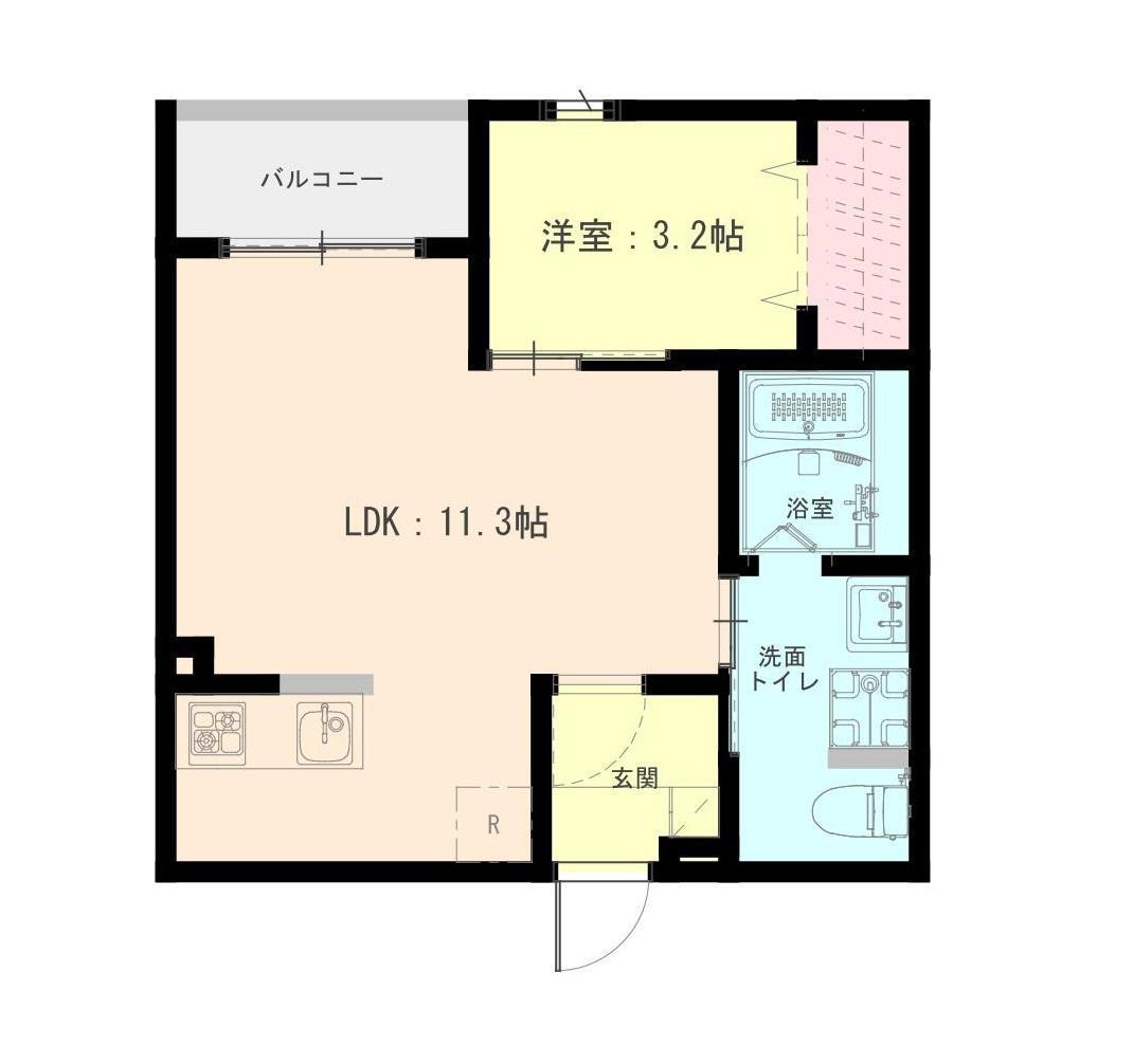 ステラ連坊(1LDK/1階)の間取り写真