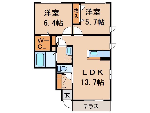 シャーメゾンHANA(2LDK/1階)の間取り写真