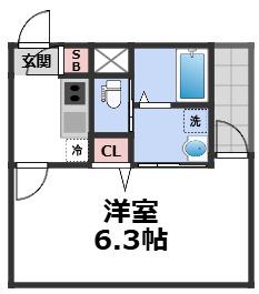 H-MAISON平野本町(1K/2階)の間取り写真