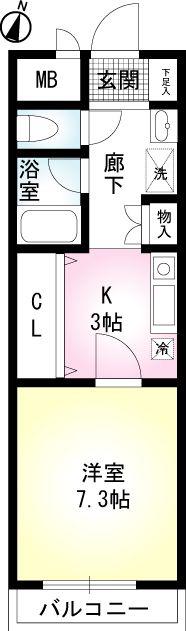 本町アンディ(1K/4階)の間取り写真
