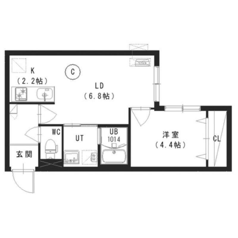 IRN南平岸(1LDK/1階)の間取り写真