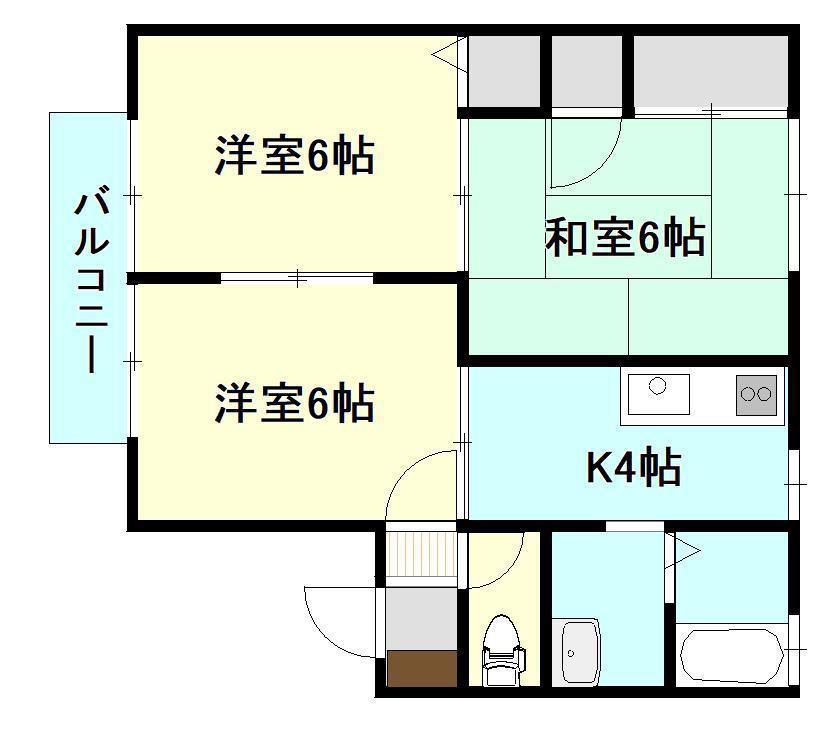 グランシャリオA棟(3K/1階)の間取り写真