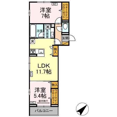 フレアII(2LDK/2階)の間取り写真