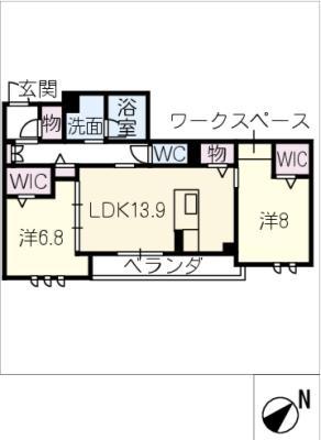 ソレアード(2LDK/1階)の間取り写真
