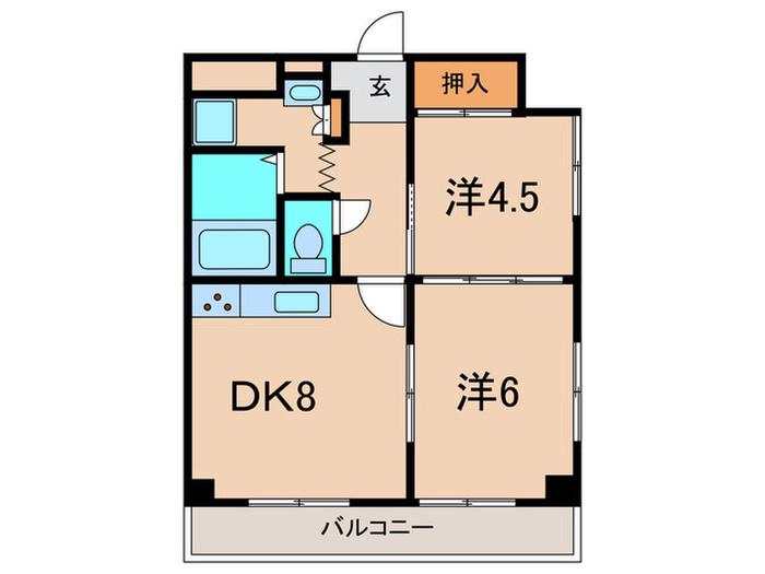 プレミール伊丹(2DK/2階)の間取り写真
