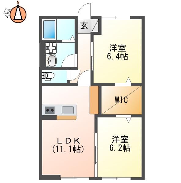 ベルティルミナス(2LDK/2階)の間取り写真