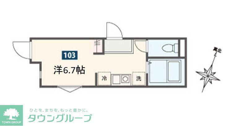 MELLAS祐天寺(ワンルーム/1階)の間取り写真