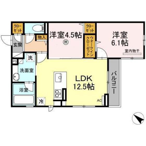 サリオス庚午北(2LDK/3階)の間取り写真