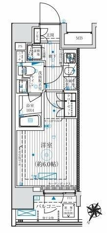 アーリアシティ川崎(1K/5階)の間取り写真