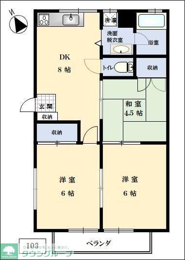 パステルタウンA(3DK/1階)の間取り写真