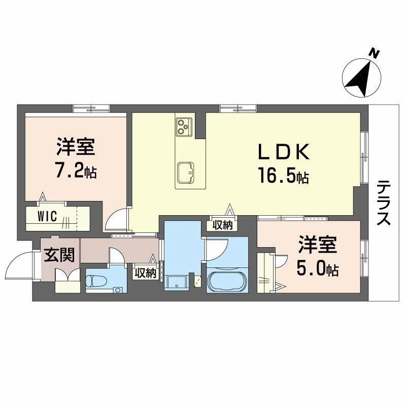 シクラシオン(2LDK/1階)の間取り写真