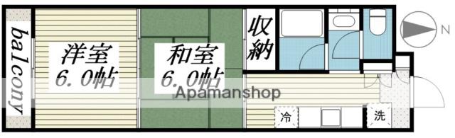 ジュネパレス相模原第01(2K/4階)の間取り写真
