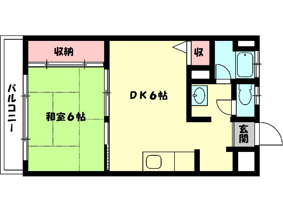 マンション津軽(1DK/3階)の間取り写真