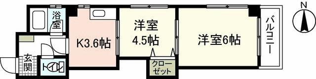 ファニ-幸(2K/2階)の間取り写真