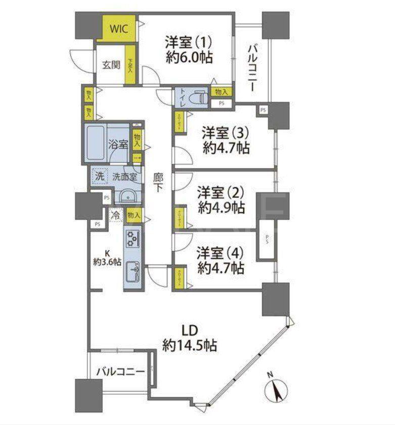 ザ・ハシモトタワー(4LDK/17階)の間取り写真