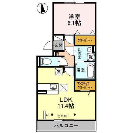 グレードV(1LDK/1階)の間取り写真