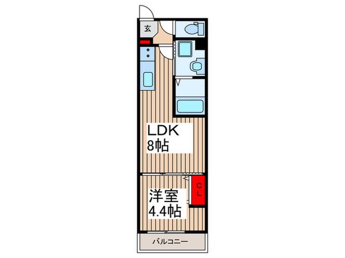 Jブラン竹ノ塚(1LDK/1階)の間取り写真