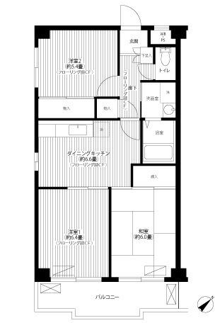 内田レジデンス(3DK/3階)の間取り写真