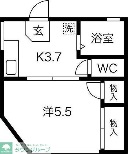 さくらハイツ青山(1K/1階)の間取り写真