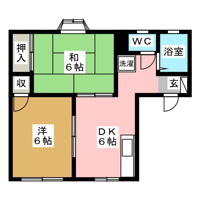 エントピアIIA(2DK/2階)の間取り写真