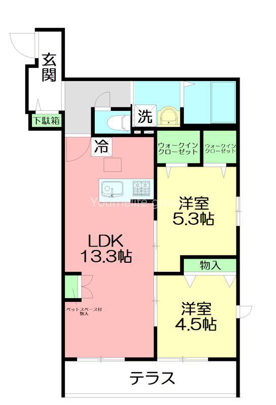 湘南クレスト(2LDK/1階)の間取り写真