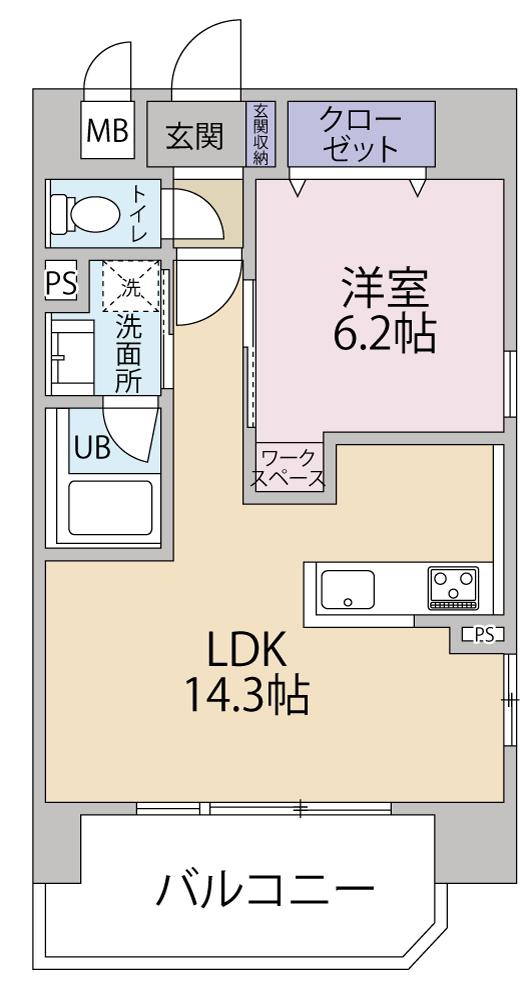 GRAND HIVE(1LDK/4階)の間取り写真