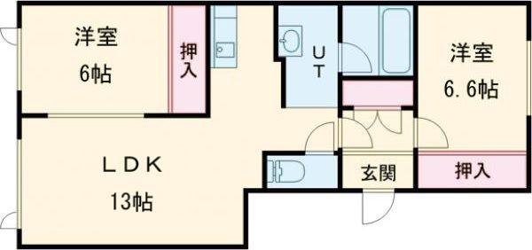ハイツ楓(2LDK/2階)の間取り写真